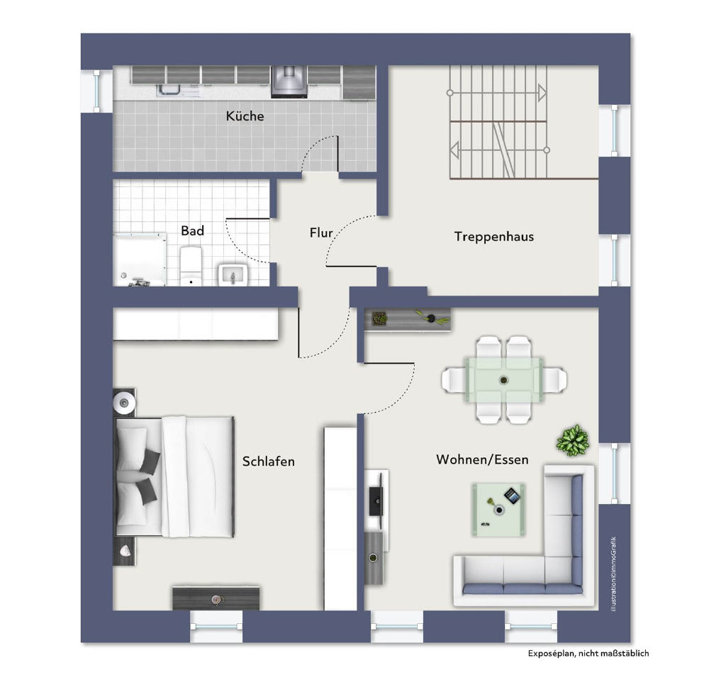 Solide Kapitalanlage: 
Wohnhaus mit 3 Wohneinheiten
– jeweils 2 Zimmer, Küche, Bad –